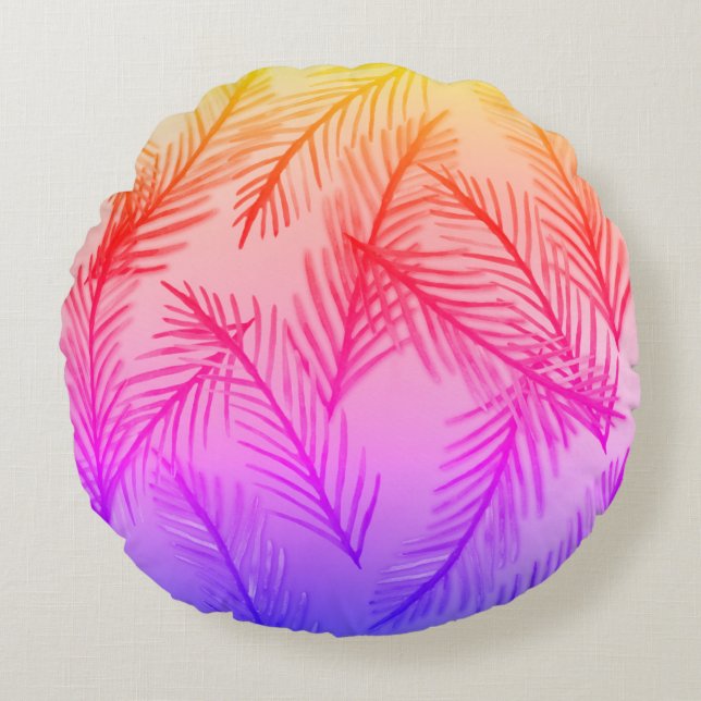 Leaves  Round throw cushion 41 cm (Front)