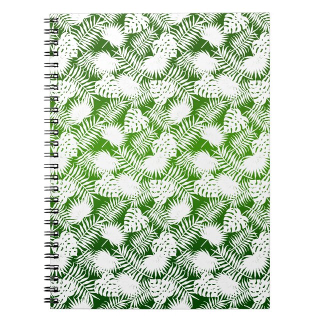 LEAVES SEAMLESS PATTERN GREEN WHITE  NOTEBOOK (Front)