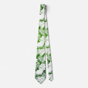 LEAVES SEAMLESS PATTERN GREEN WHITE  TIE