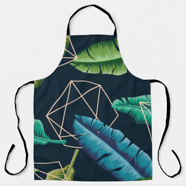Leaves seamless pattern with abstract polygonal li apron (Front)