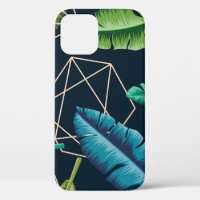 Leaves seamless pattern with abstract polygonal li