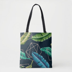 Leaves seamless pattern with abstract polygonal li tote bag