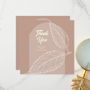 Leaves Soft Mocha Wedding Thank You Cards