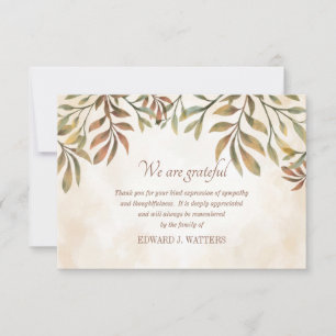 Leaves Sympathy Thank You Card
