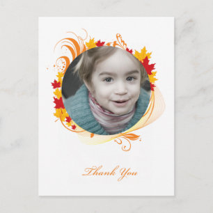 leaves thank you postcard
