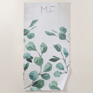 Leaves Tree Eucalypt Watercolor Novelty Beach Beac Towel
