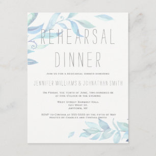 Leaves watercolor rehearsal dinner invitations