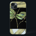 Leaves with Dragonfly Inset by Jennifer Goldberger iPhone 13 Case<br><div class="desc">This drawing of leaves by Jennifer Goldberger features an inset of a dragonfly on a black background. The nighttime feel of the inset contrasts nicely with the daytime feel of the print of leaves. Get yours today!</div>