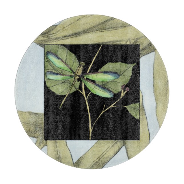 Leaves with Dragonfly Inset by Jennifer Goldberger Cutting Board (Front)