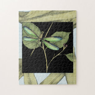 Leaves with Dragonfly Inset by Jennifer Goldberger Jigsaw Puzzle