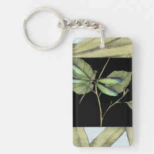 Leaves with Dragonfly Inset by Jennifer Goldberger Key Ring