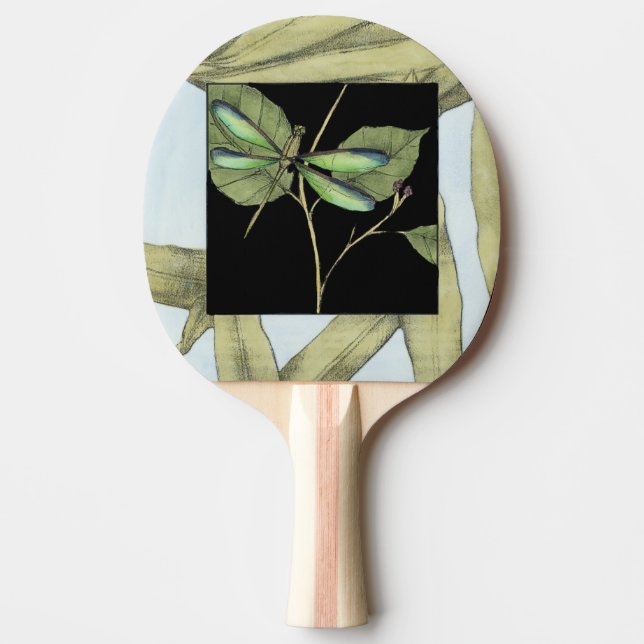 Leaves with Dragonfly Inset by Jennifer Goldberger Ping Pong Paddle (Front)