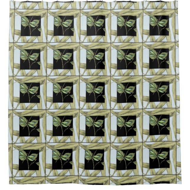 Leaves with Dragonfly Inset by Jennifer Goldberger Shower Curtain (Front)