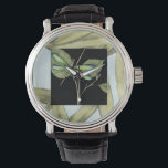Leaves with Dragonfly Inset by Jennifer Goldberger Watch<br><div class="desc">This drawing of leaves by Jennifer Goldberger features an inset of a dragonfly on a black background. The nighttime feel of the inset contrasts nicely with the daytime feel of the print of leaves. Get yours today!</div>