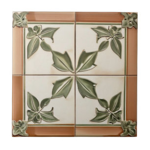 Leaves with Terracotta & Ivory Colours Tuscan Styl Tile