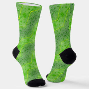 Leaves with water drops pattern socks