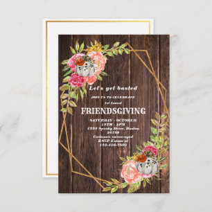 Leaves Wood Friendsgiving Invitation