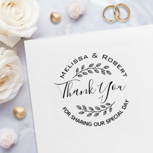 Leaves Wreath Modern Wedding Thank You Self-inking Stamp