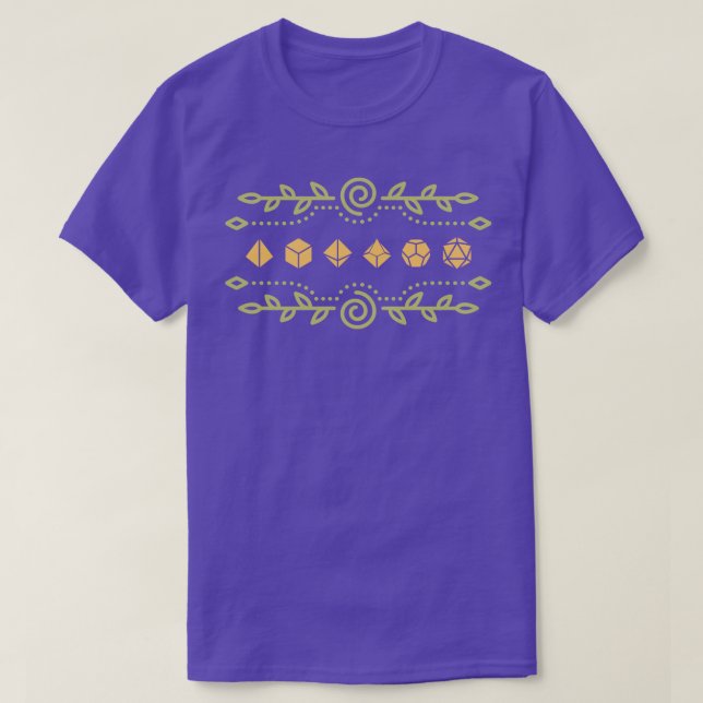 Leaves Yellow Polyhedral Dice Set of the Druid T-Shirt (Design Front)