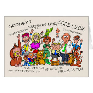 Leaving Cartoon Caricatures of Colleagues Waving