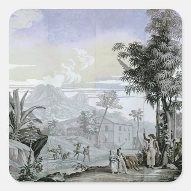 Leaving for a Walk, illustration Square Sticker (Front)