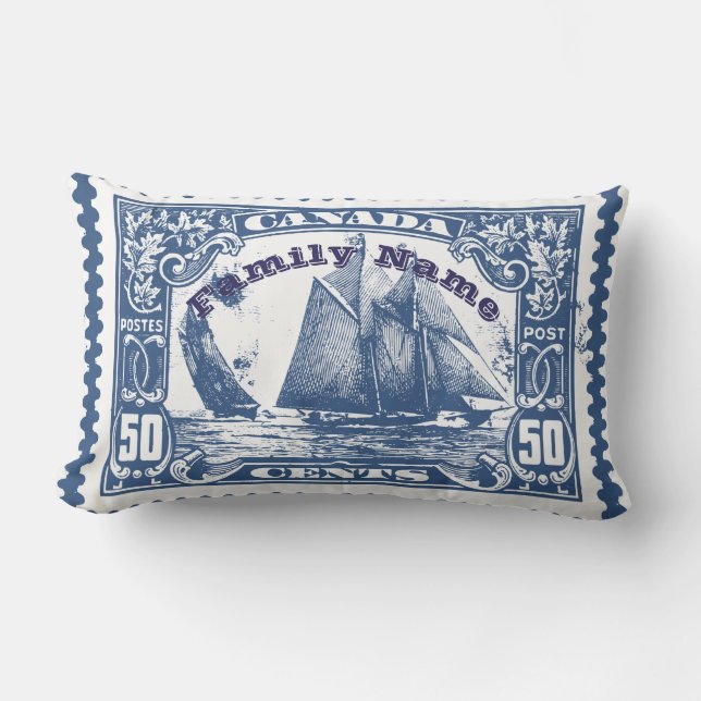Leaving for CANADA Ships Stamp Goodbye Gift Lumbar Cushion (Front)