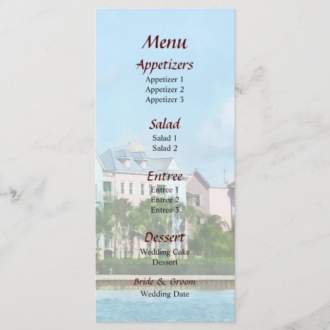 Leaving Paradise Island Wedding Menu (Front)