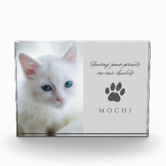 Leaving Paw Prints in Our Hearts Cat Memorial Photo Block