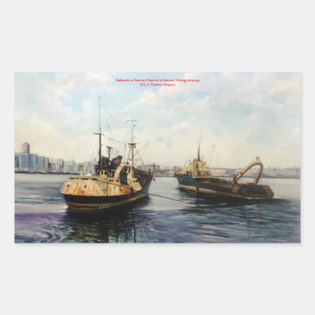 Leaving to Faner/Saindo to Fend/Going fishing Rectangular Sticker (Front)