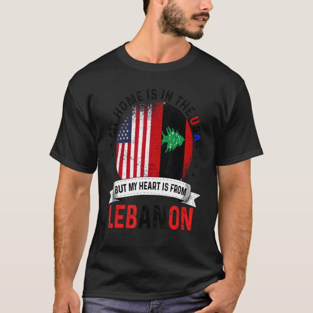 Lebanese American Patriot Heart Is From Lebanon Fl T-Shirt (Front)