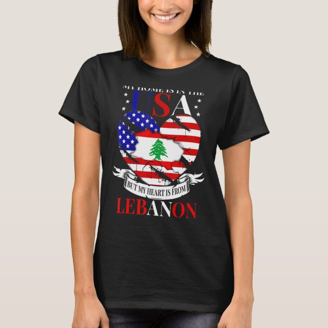 Lebanese American Patriot Heart is from Lebanon Fl T-Shirt (Front)