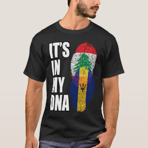 Lebanese And Barbadian Mix DNA Heritage Flag T-Shirt