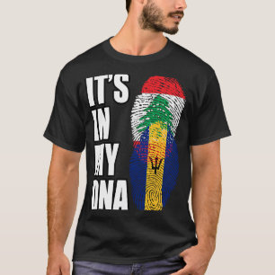 Lebanese And Barbadian Mix DNA Heritage Flag T-Shirt