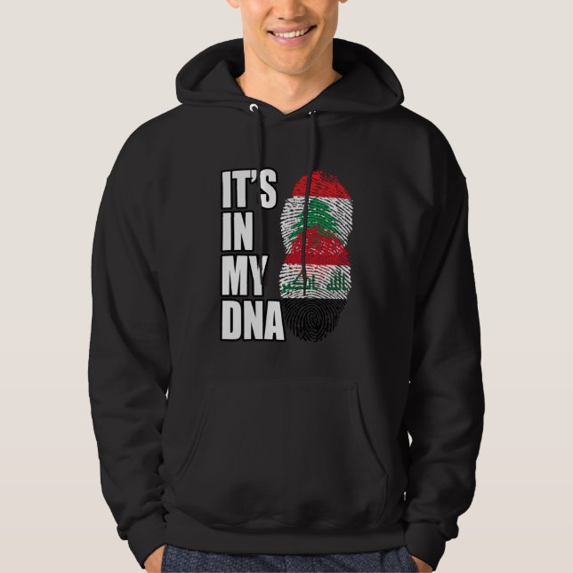 Lebanese And Iraqi Mix DNA Heritage Flag Hoodie (Front)