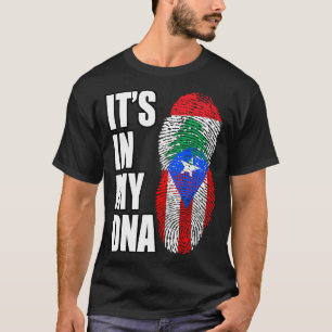 Lebanese And Puerto Rican Mix DNA Heritage Flag T- T-Shirt