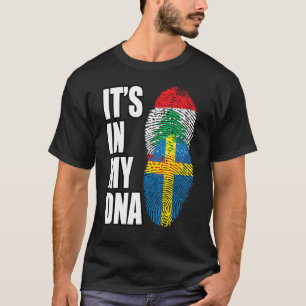 Lebanese And Swedish Mix Dna Heritage Flag T-Shirt