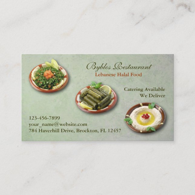 Lebanese Arabic Food Business Card (Front)