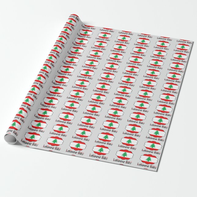 Lebanese Flag Baby Wrapping Paper (Unrolled)