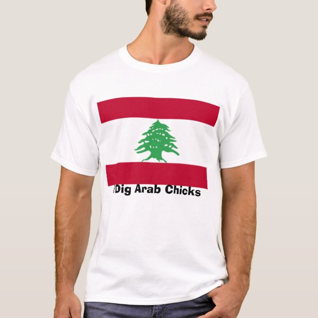 Lebanese-Flag, I Dig Arab Chicks T-Shirt (Front)