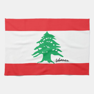 Lebanese flag & Lebanon  cooking, fashion /sports Tea Towel