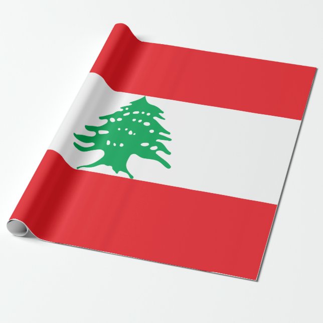 Lebanese Flag (Lebanon Flag) Wrapping Paper (Unrolled)