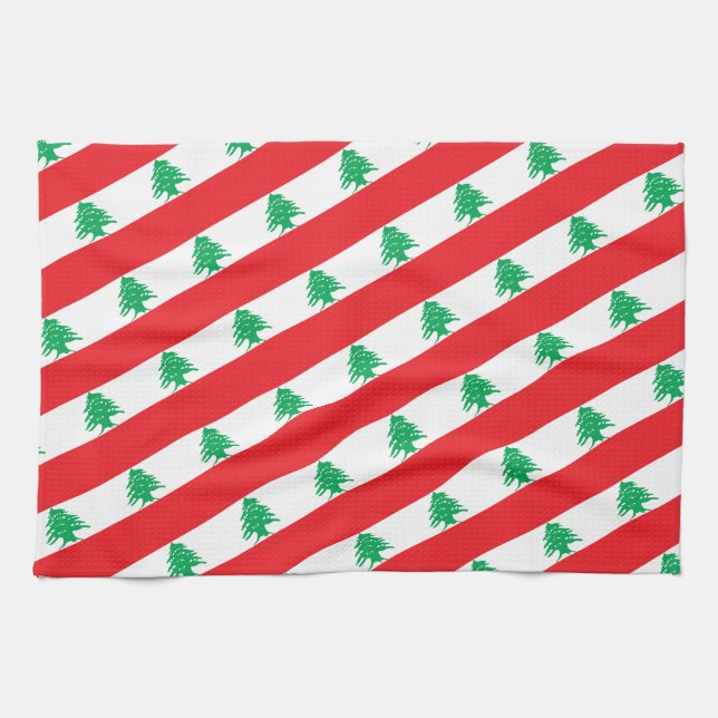Lebanese flag & Middle East - fashion/sports fans Tea Towel (Horizontal)