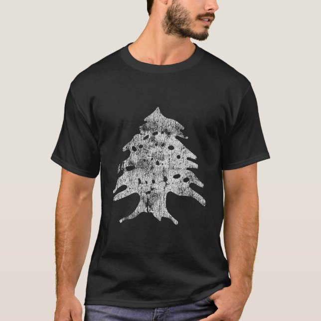Lebanese Flag Of Lebanon Faded Style T-Shirt (Front)