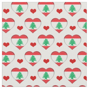 Lebanese Flag & Red Heart fashion Fabric /Lebanon