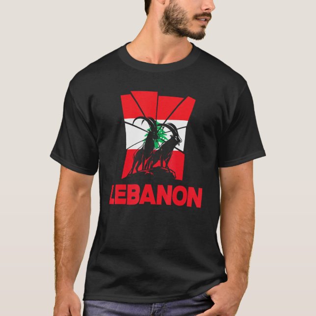 Lebanese Lebanon Lebanese Flag Goats Animal Silhou T-Shirt (Front)