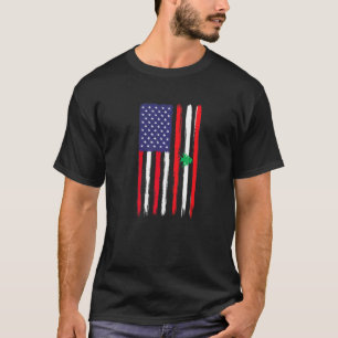 Lebanese Roots Half American Flag Patriotic Lebane T-Shirt