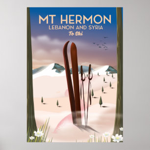 Lebanon and Syria Mt Hermon Ski Poster