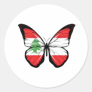 Lebanon Butterfly Flag Classic Round Sticker