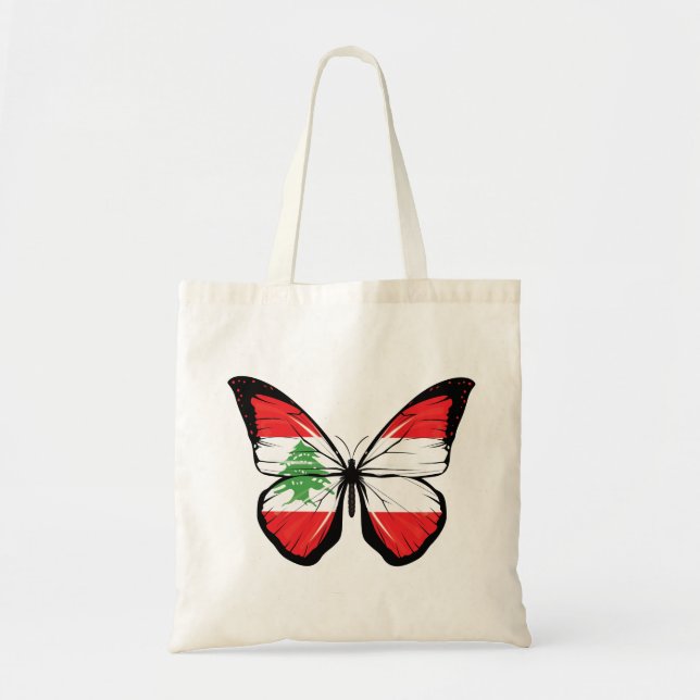 Lebanon Butterfly Flag Tote Bag (Front)