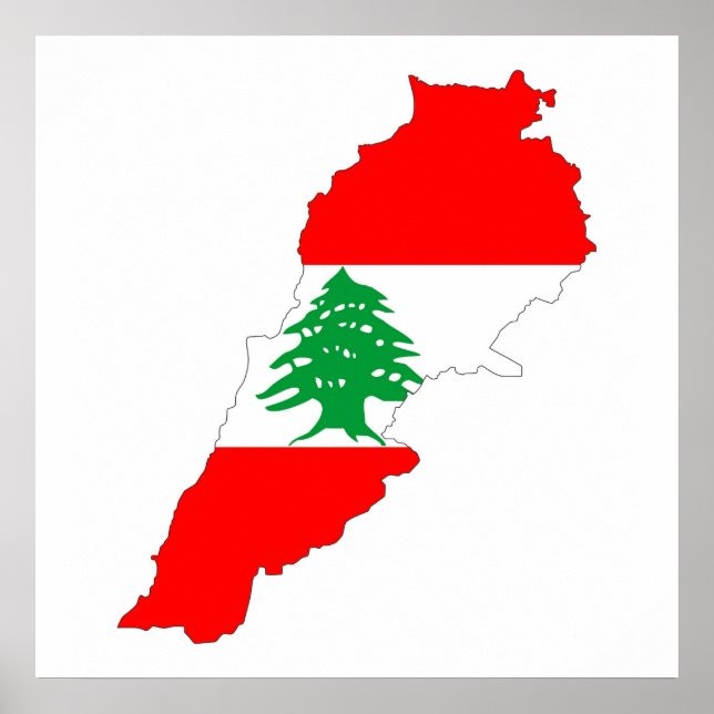 lebanon country flag map shape symbol poster (Front)